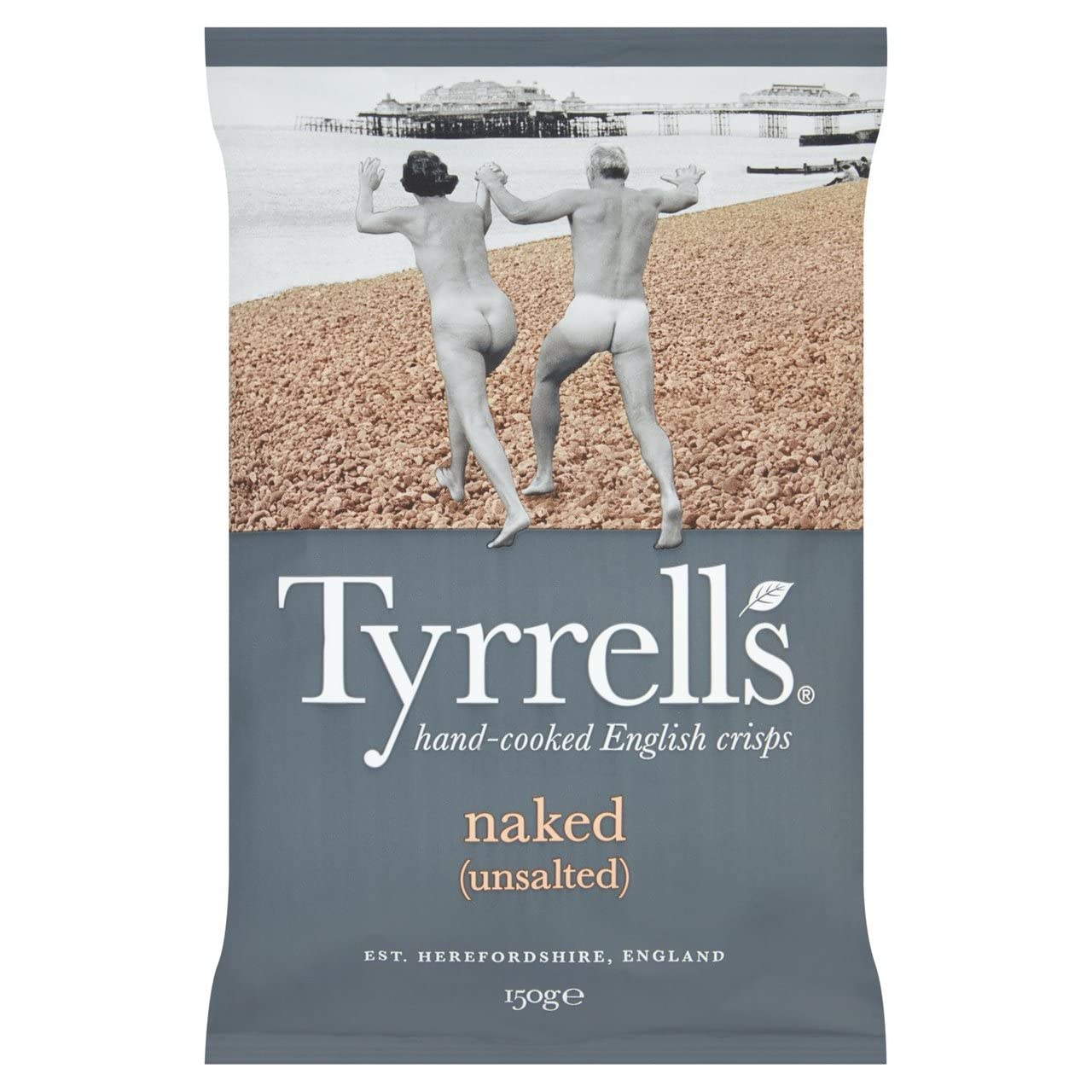 Tyrrells Naked No Salt Kartoffelchips, 150 g – Handgekochter veganer glutenfreier Snack