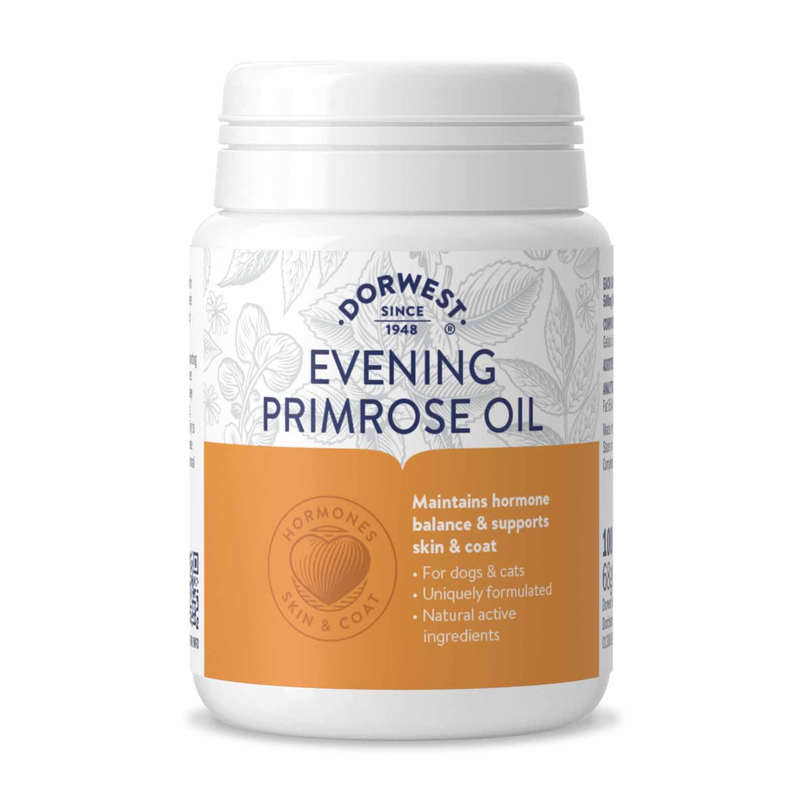 DORWEST HERBS Evening Primrose Oil Capsules for Dogs and Cats - Skin & Coat Support | 100 Count