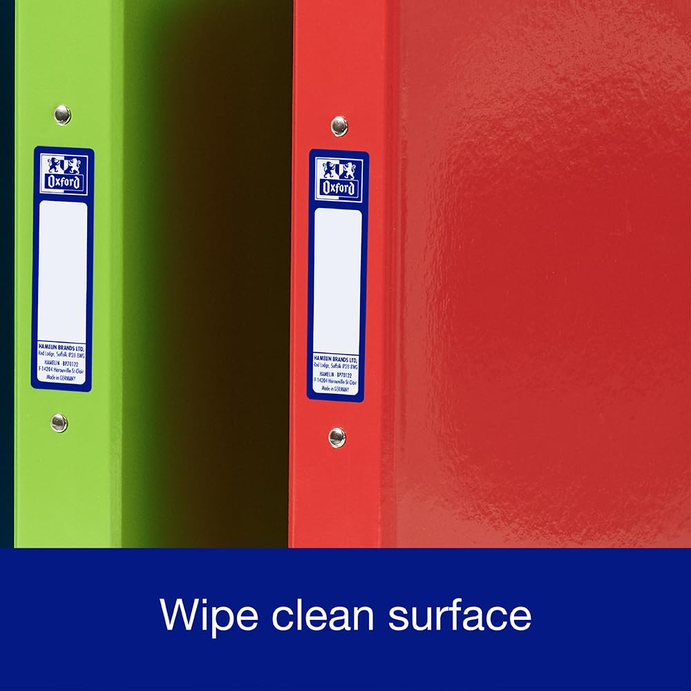 Oxford Premium A4 Ring Binder, Red Single Folder, 25mm Capacity, Laminated 5