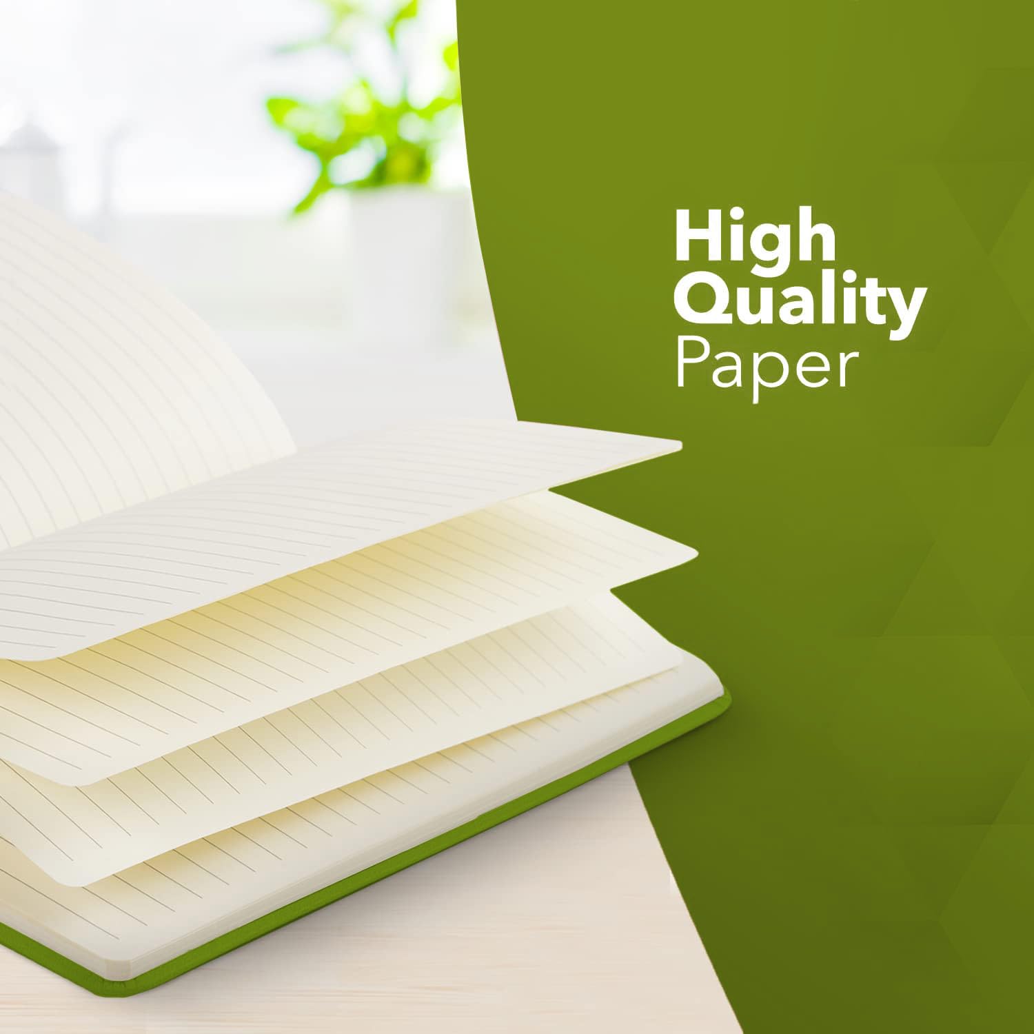 delka A5 Notebook - Ruled Journal with Hard Cover, Vegan Leather Feel, 220 Pages | Green 6
