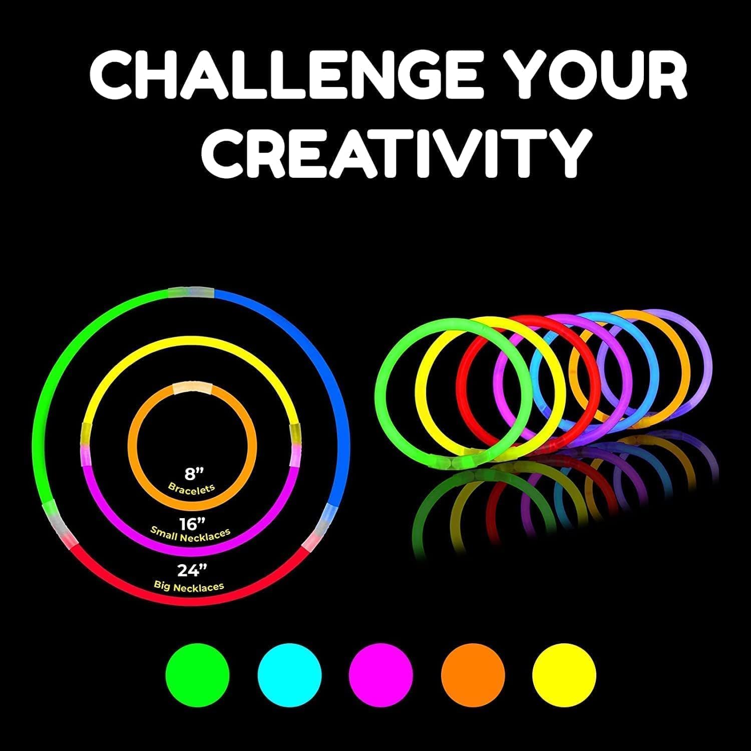 SHATCHI 200Pcs Glow Sticks 20cm Neon Colours for Bracelets, Rings & Necklaces | Unisex Children 8