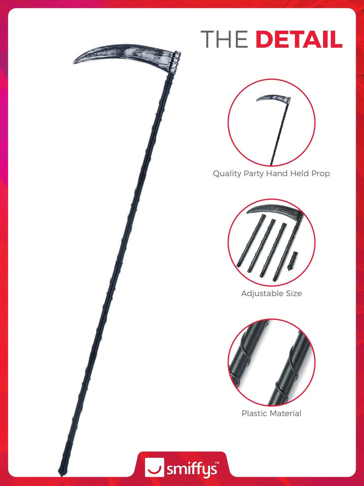 Smiffys Grim Reaper Extendable Scythe Black 138cm/54in Halloween Fancy Dress Accessory