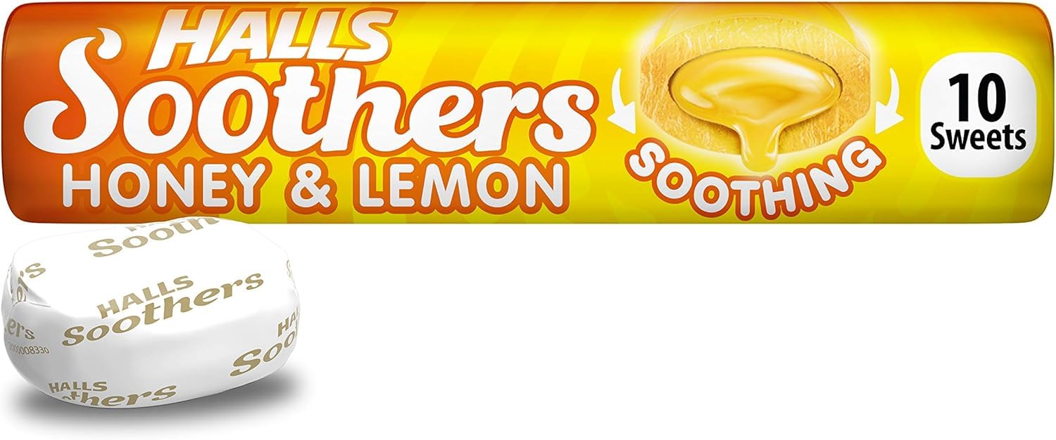 HALLS Soothers Honey & Lemon Flavoured Lozenges - Soothing Liquid Centre | 45 g Pack 1