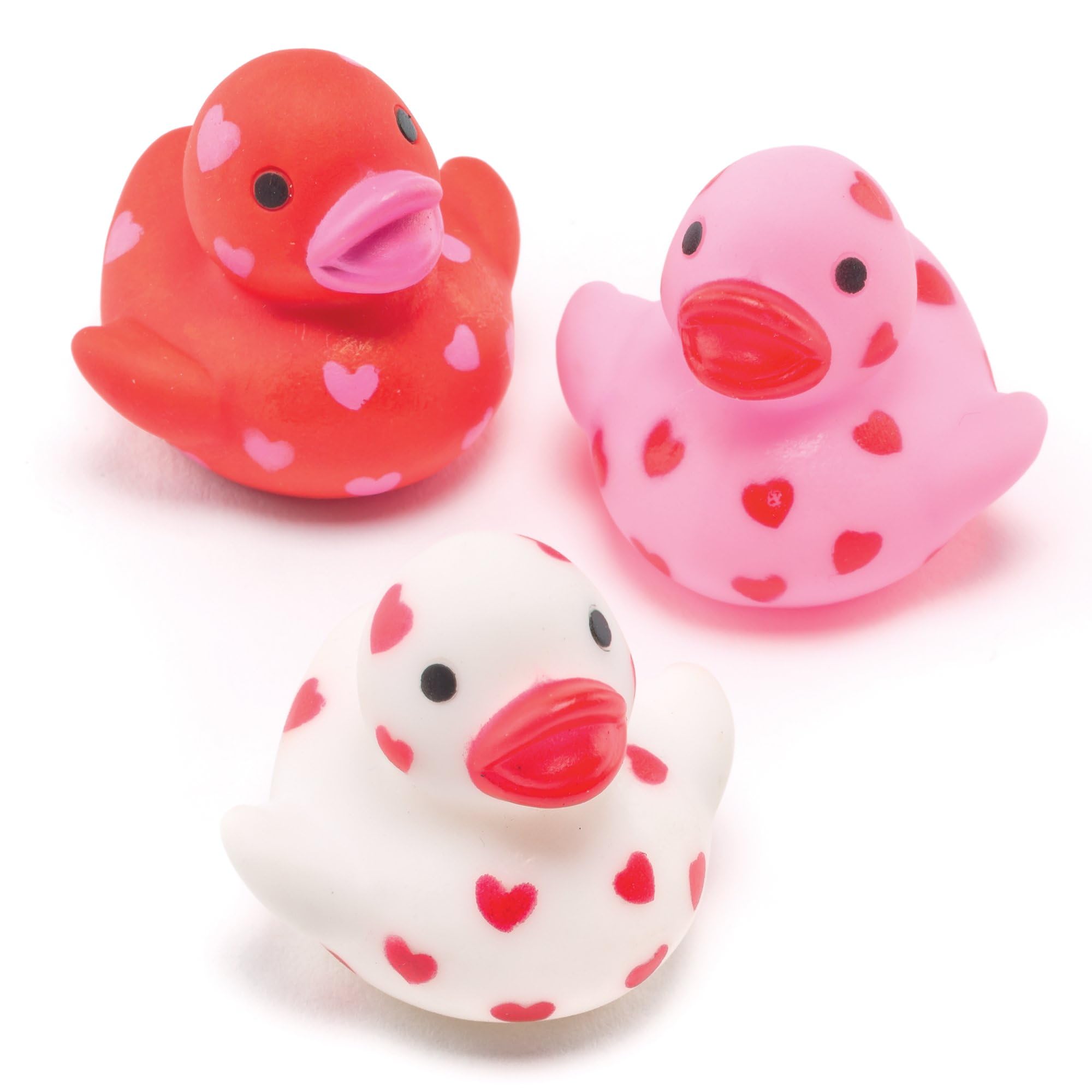 Baker Ross Mini Heart Floating Rubber Ducks (Pack of 6) - Assorted Colors | Bath Toy & Party Favor