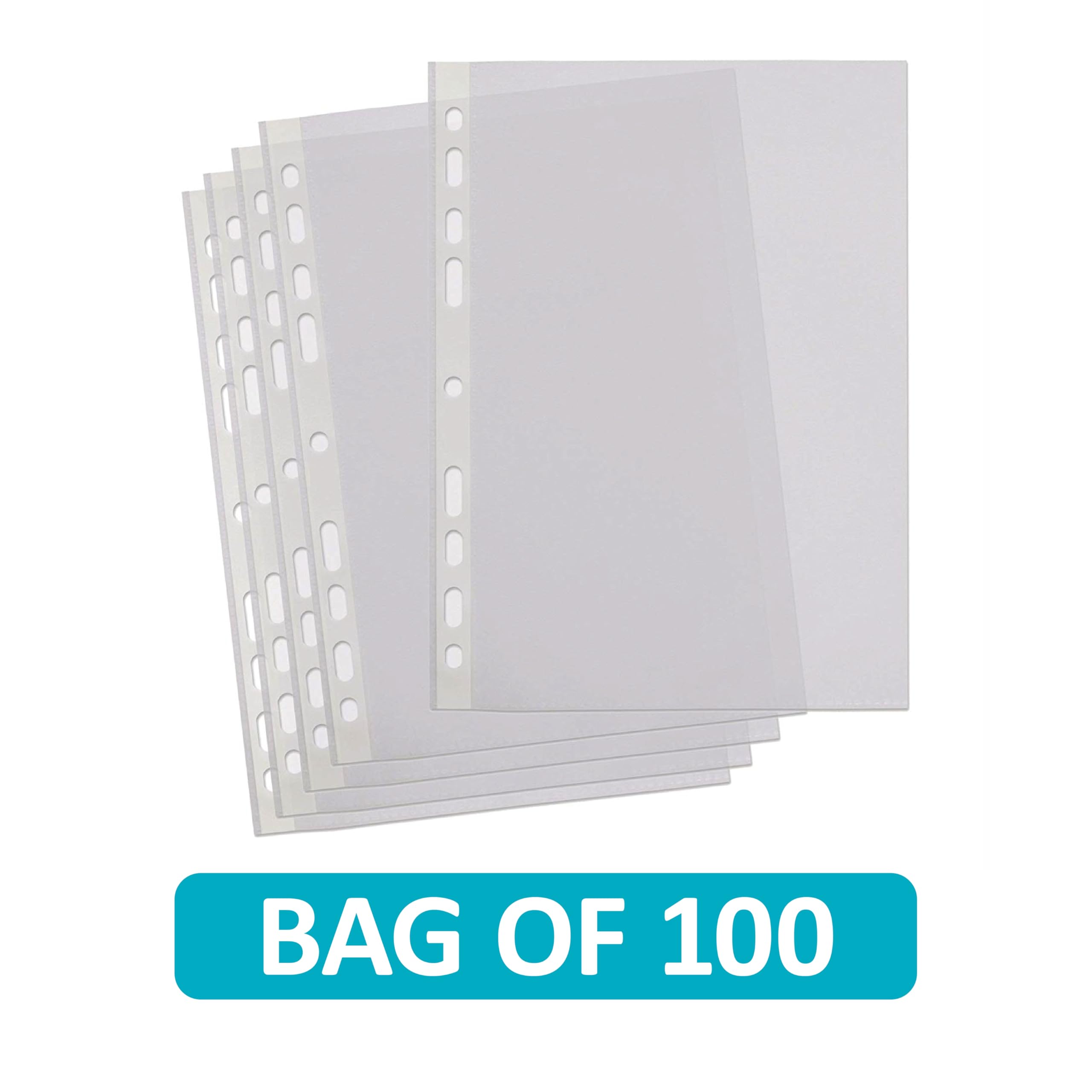 SUMMIT Punched Pockets A4 - Clear Embossed Finish | Universal Multi-Punch | 100 Pack