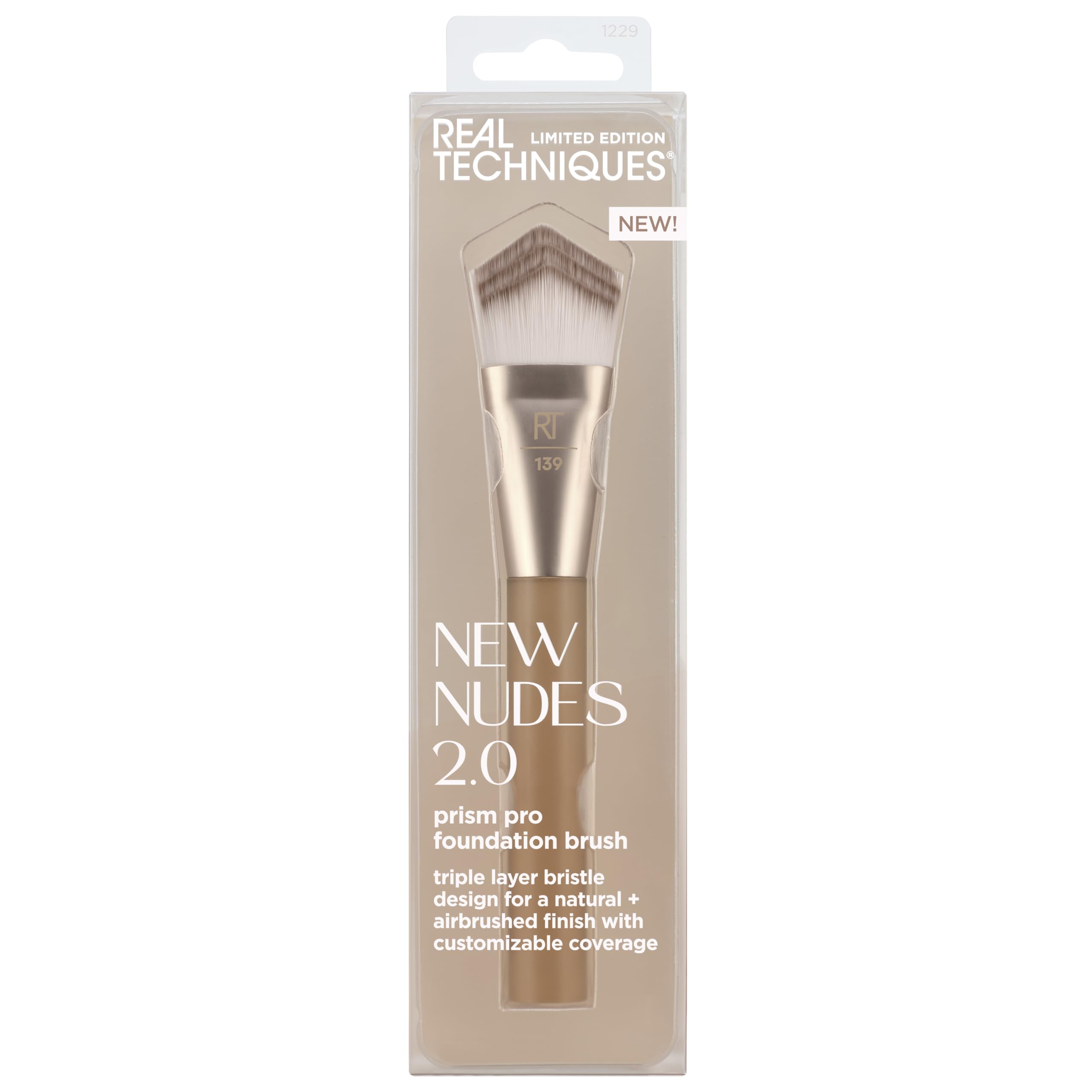 REAL TECHNIQUES New Nudes 2.0 Foundation Brush - Triple-Layered Precision | Liquid Makeup | Vegan