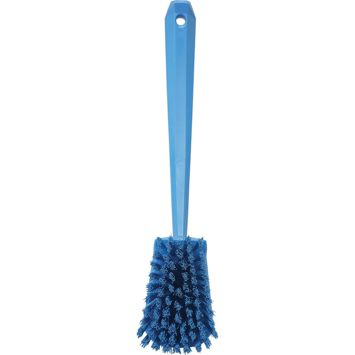 Vikan - 41863 Hand-Held Hand Brush with Stiff Angled Bristles, Polypropylene Handle, Polyester Bristles, 15.75 in, Blue