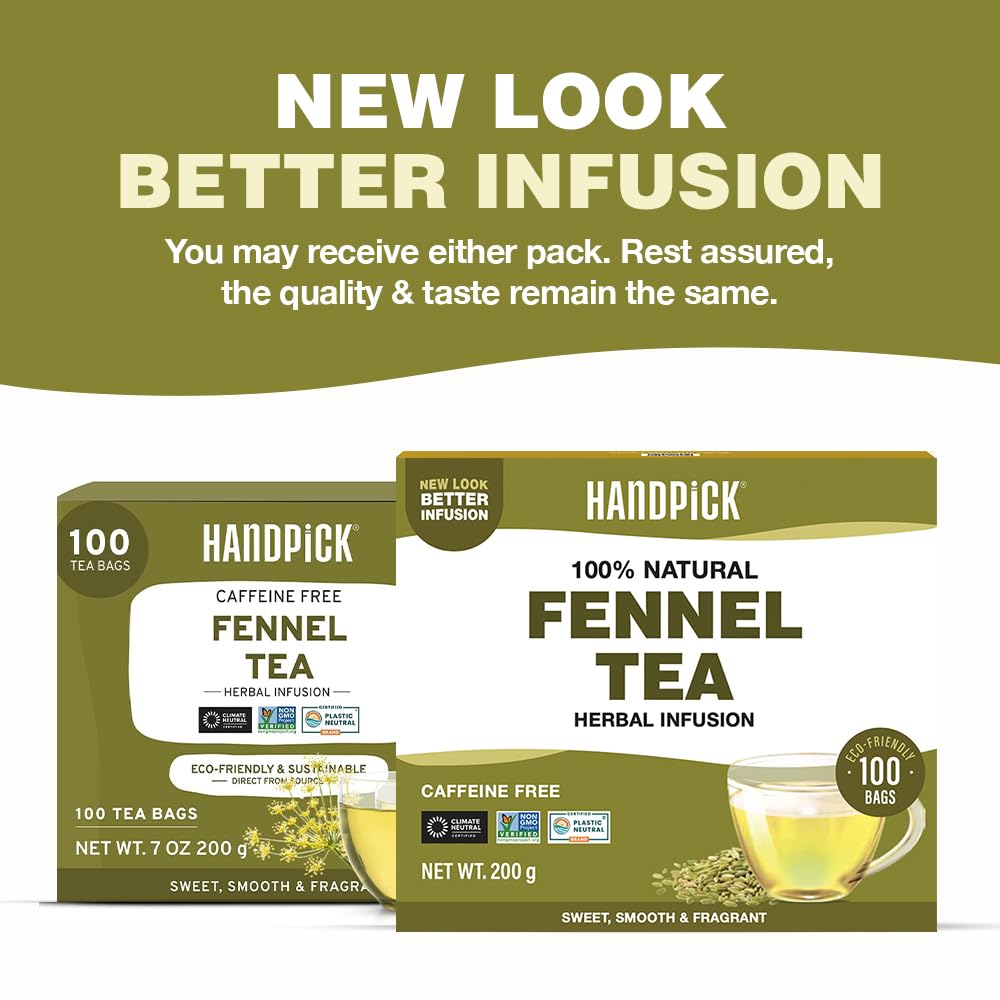 HANDPICK Fennel Tea (100 Eco Conscious Tea Bags) - Caffeine & Gluten Free