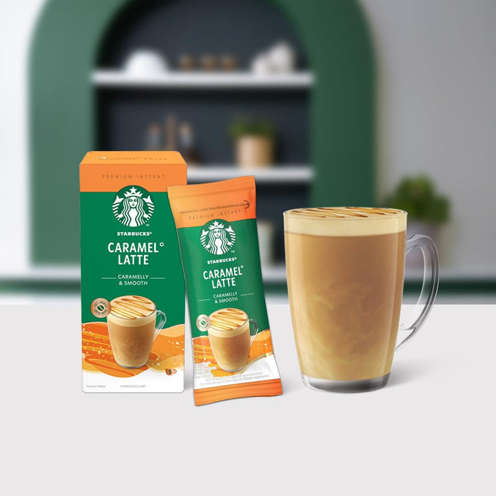 STARBUCKS Caramel Latte Premium Mix Instant Coffee - 60 Sachets (12 x 5)