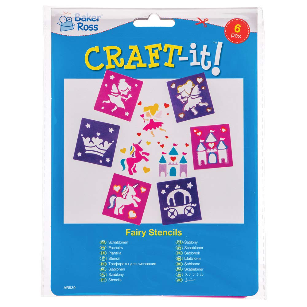 Baker Ross AR939 Fairy Princess Stencil Set - 6 Assorted Designs for Arts and Crafts 2