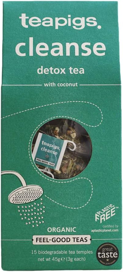 teapigs Cleanse Detox Tea, 15-Count - Organic Herbal Tea with Lemongrass, Ginger & Coconut