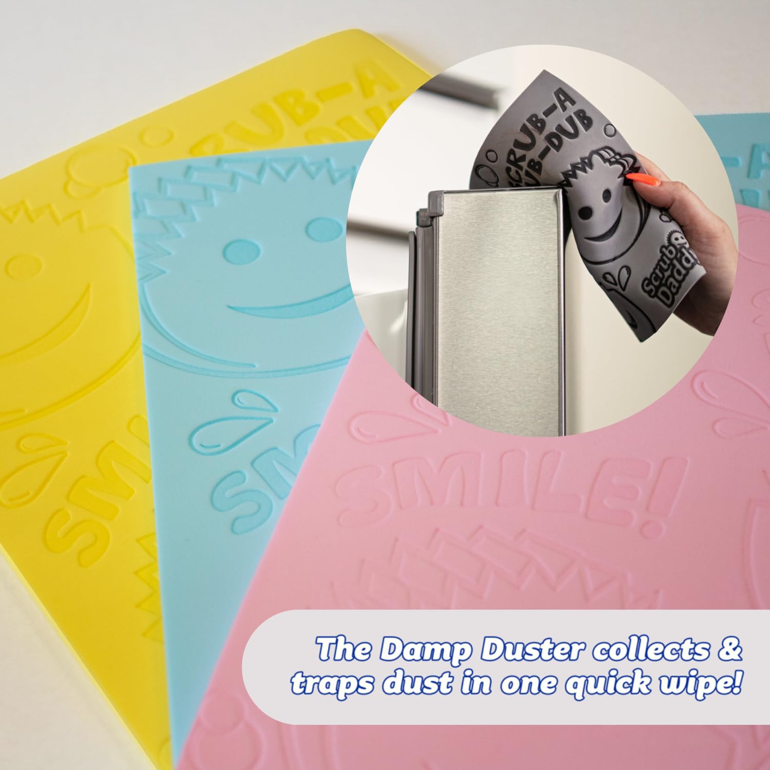 Scrub Daddy Damp Duster Towel - Traps Dust, Reusable Foam Cleaner | Blue | 265x180x3mm 3