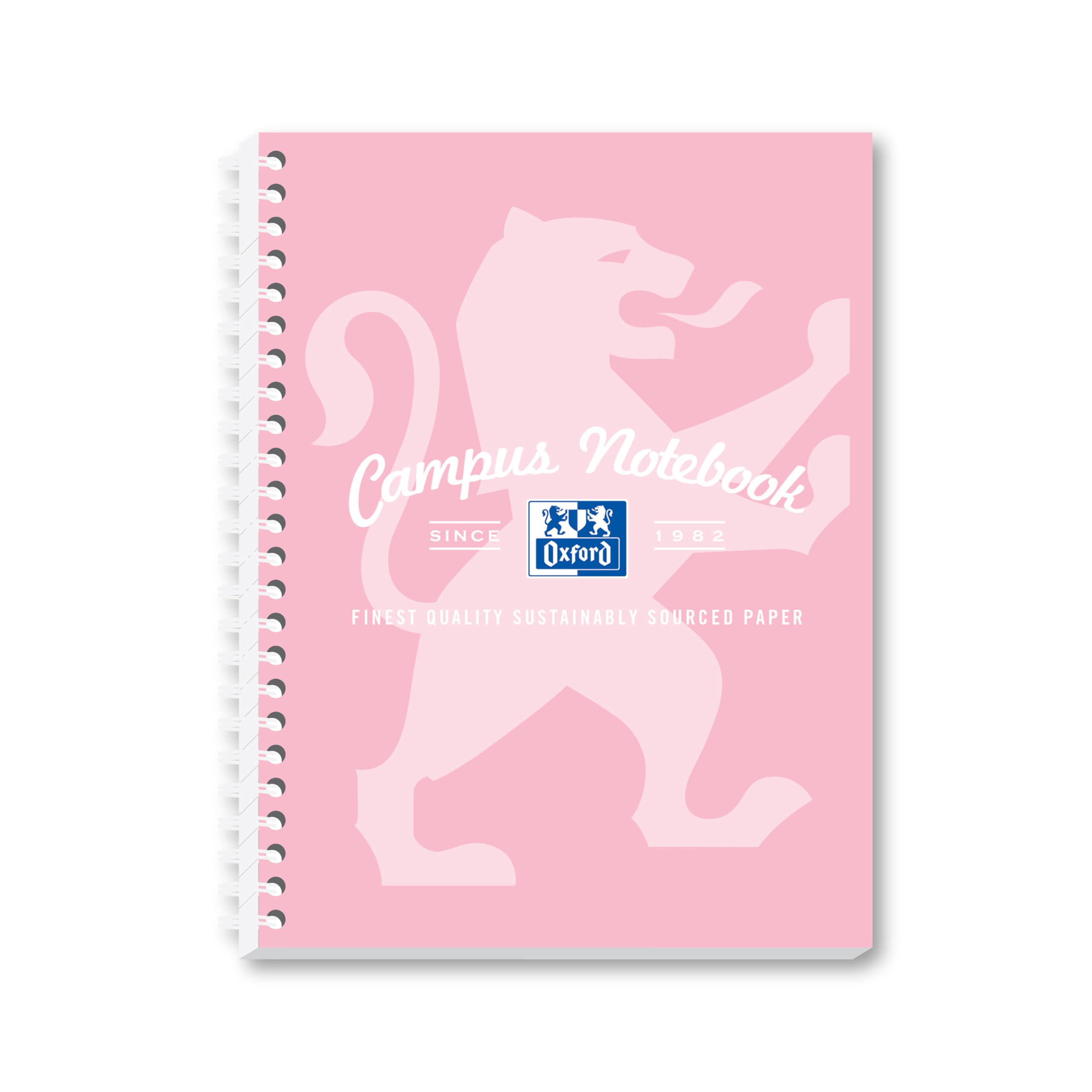 Oxford Campus A5 Wirebound Notebook - 140 Pages, 8mm Lined with Margin, Pastel Colors | PEFC Certified
