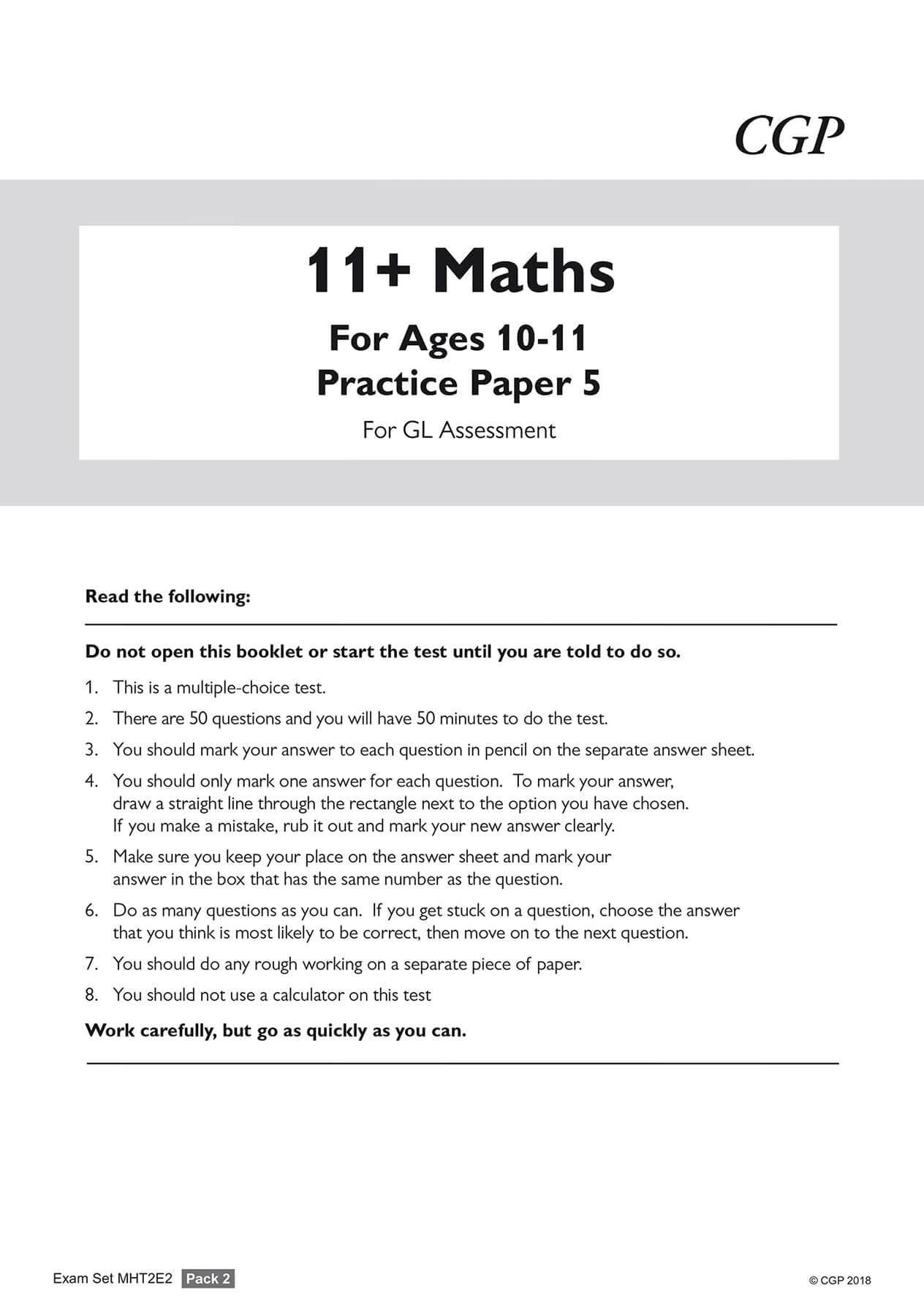 CGP Books 11+ GL Maths Practice Papers Pack 2 - Ages 10-11 | 76 Pages | Paperback 2