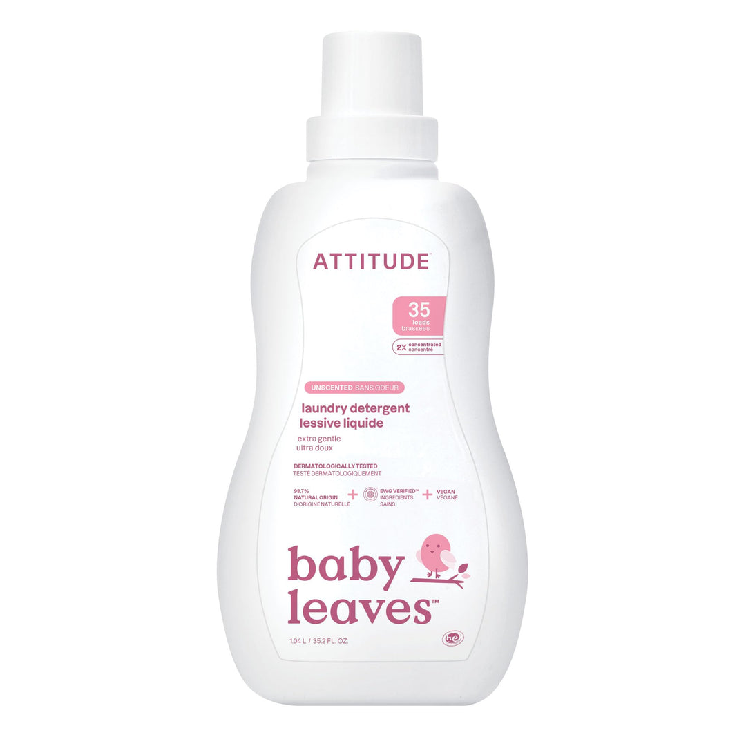 ATTITUDE Baby Laundry Detergent Liquid - EWG Verified, Unscented, Vegan & Naturally Derived, HE Compatible, 1.05 L (35 Loads)