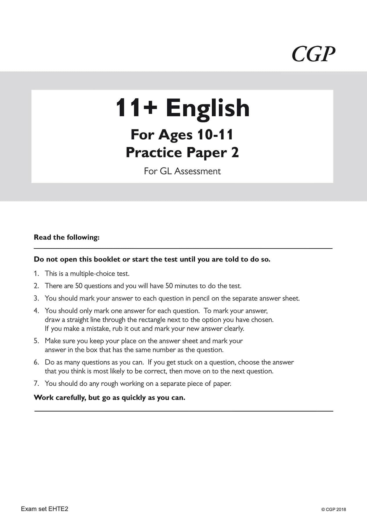 CGP Books 11+ GL English Practice Papers - Ages 10-11 | Pack 1 with Parents' Guide & Online Edition 2