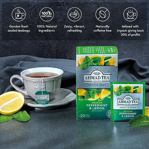 Ahmad Tea Peppermint & Lemon Fruit & Herbal Infusion - 20 Tea Bags