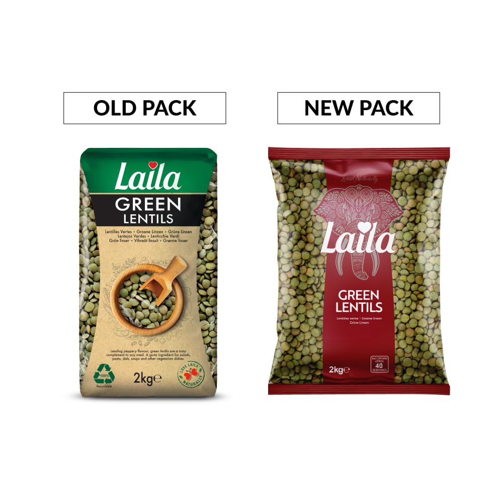 LAILA Green Lentils - Versatile Whole Pulses for Curries & Soups | 2 kg 2