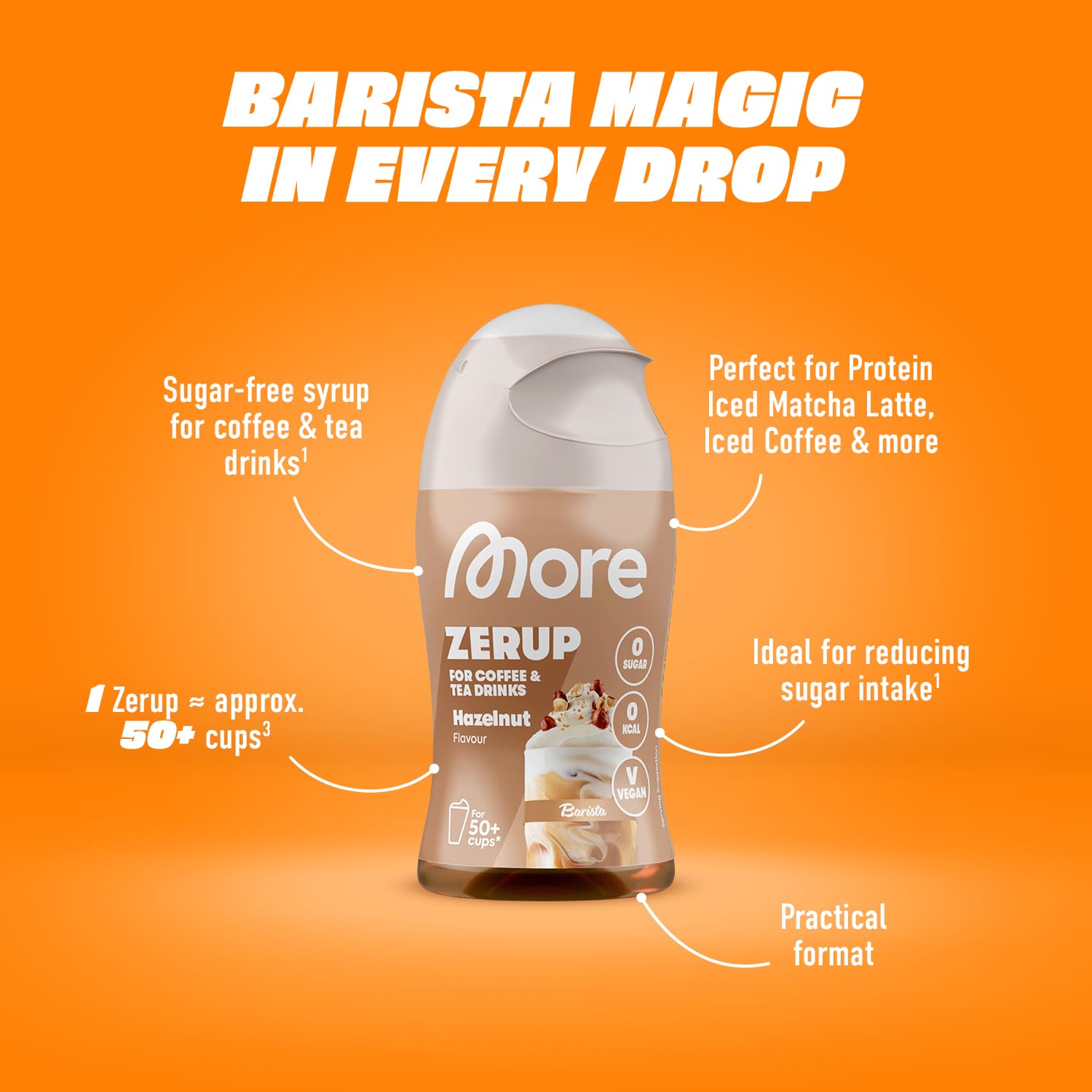 MORE NUTRITION Barista Zerup - Vanilla Sugar Substitute Syrup | 65 ml | Zero Calories 2
