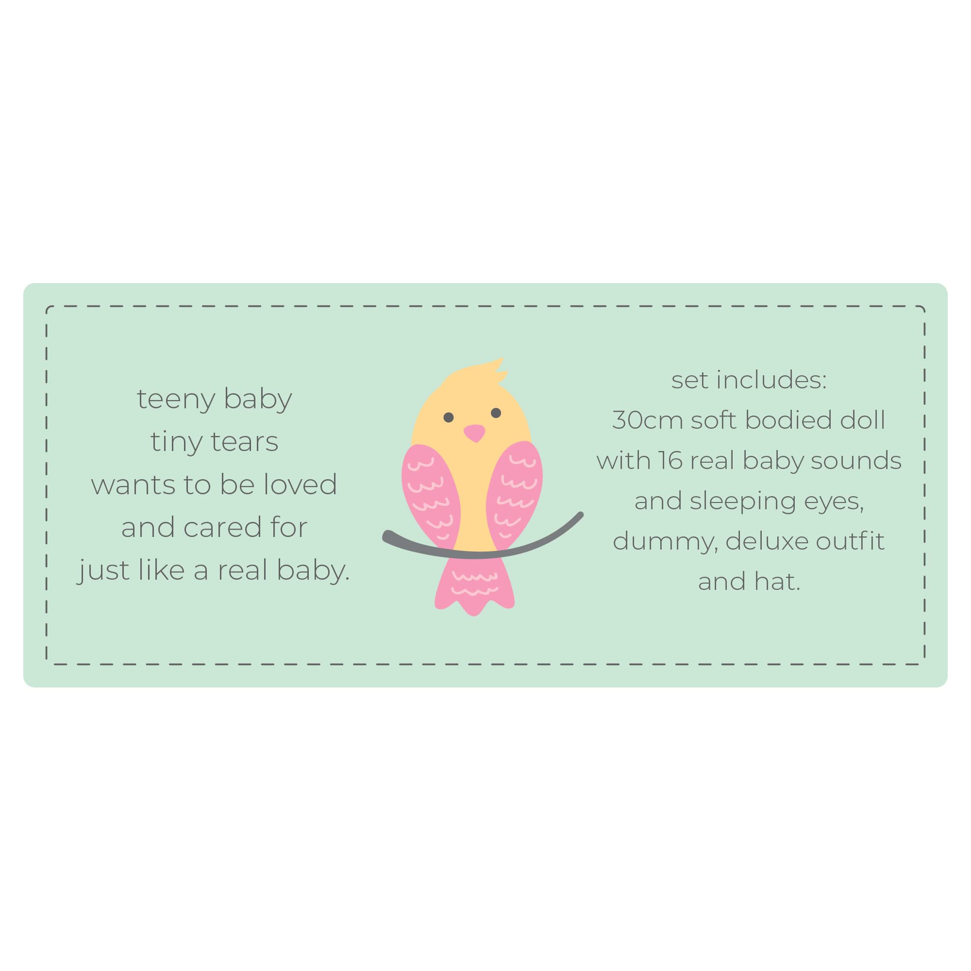 Tiny Tears Teeny Baby Doll - 30cm Soft Body with 16 Real Baby Sounds 2