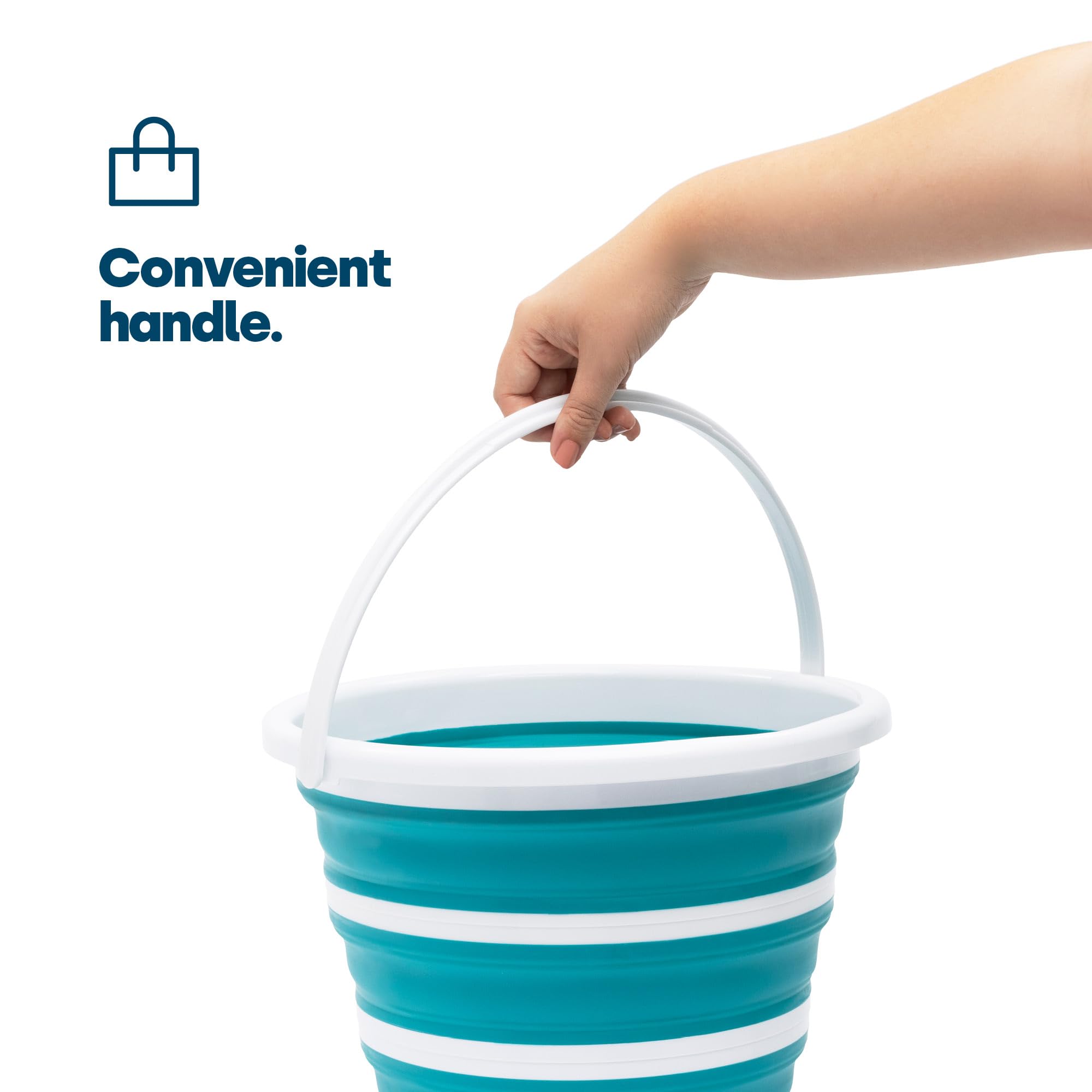 LIVIVO Collapsible Bucket - 10L Capacity, Space-Saving Folding Design | Sturdy Silicone & Plastic 5