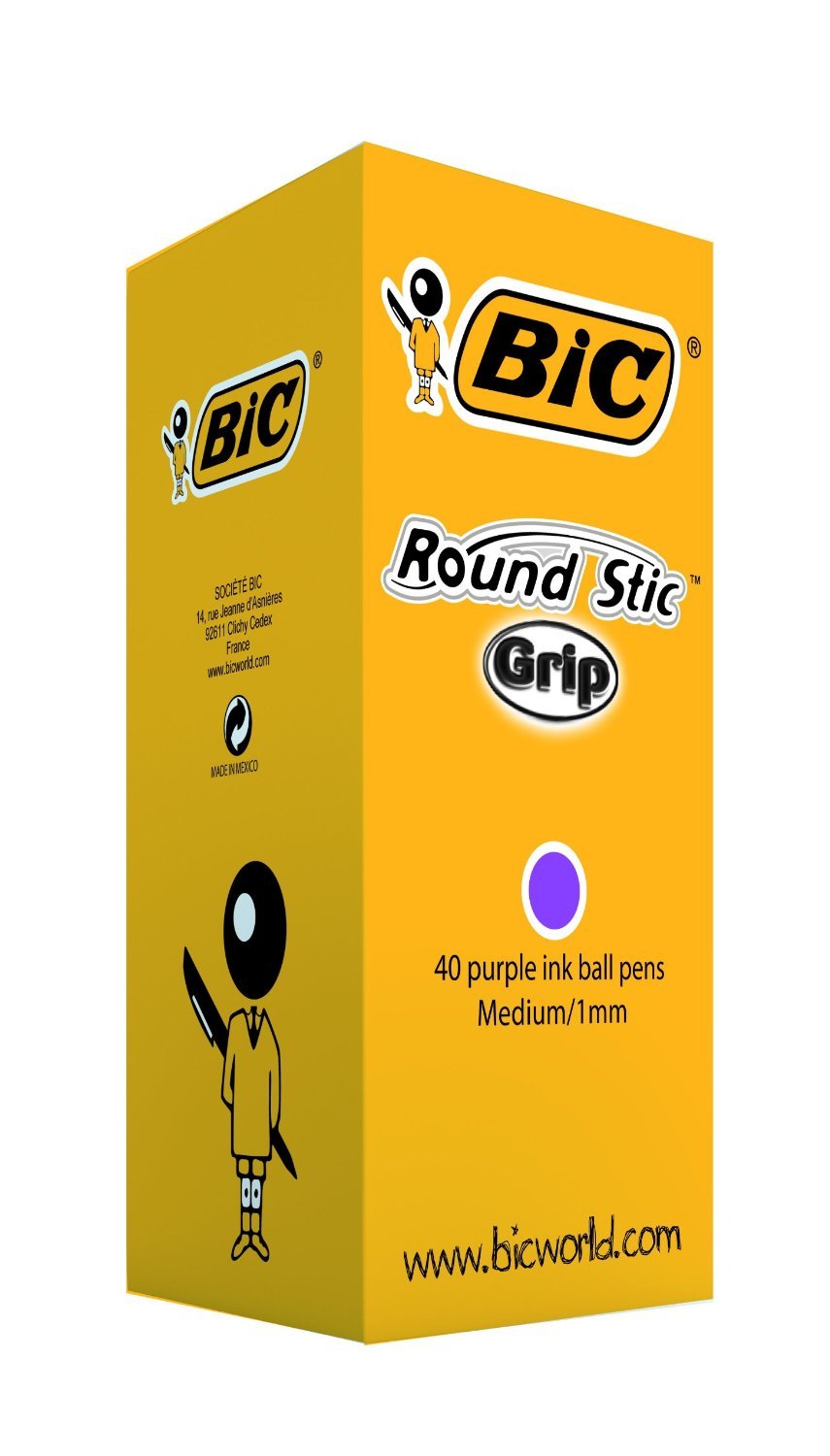 BIC Round Stic Grip Ballpoint Pens - 40 Count Value Pack | 1.0mm Medium Point | Purple Ink 1