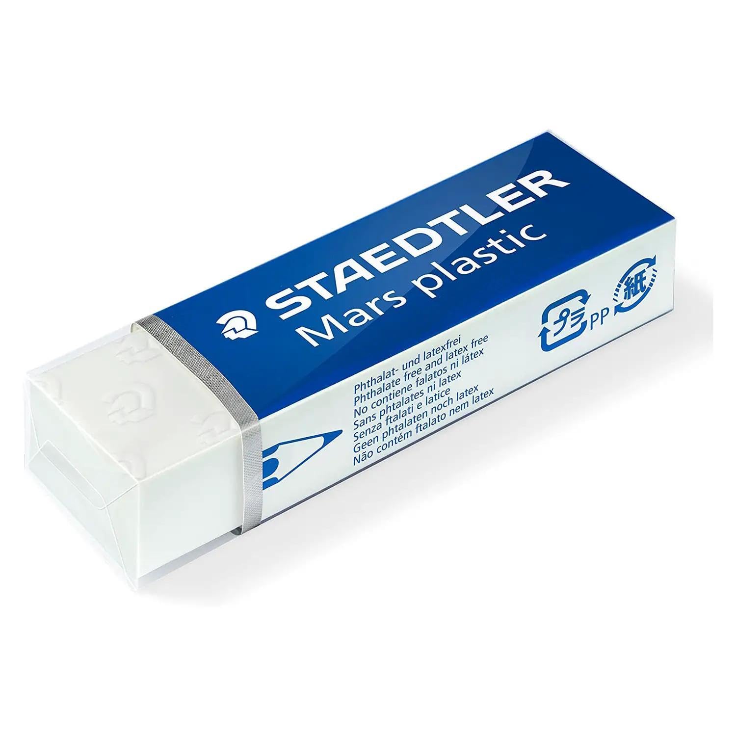 STAEDTLER Mars Plastic Eraser - White, Pack of 2 | Minimal Crumbling | Latex & Phthalate Free 3