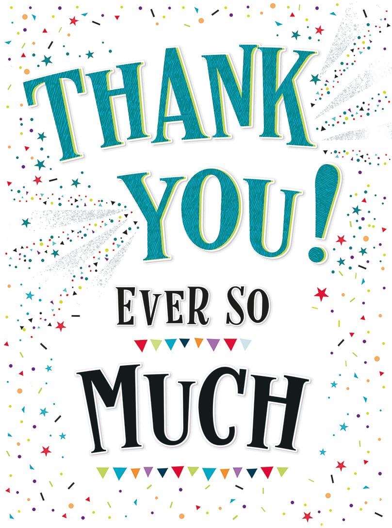 Piccadilly Greetings Large Thank You Card - 12 x 9 Inches | Multicolor | Includes Envelope