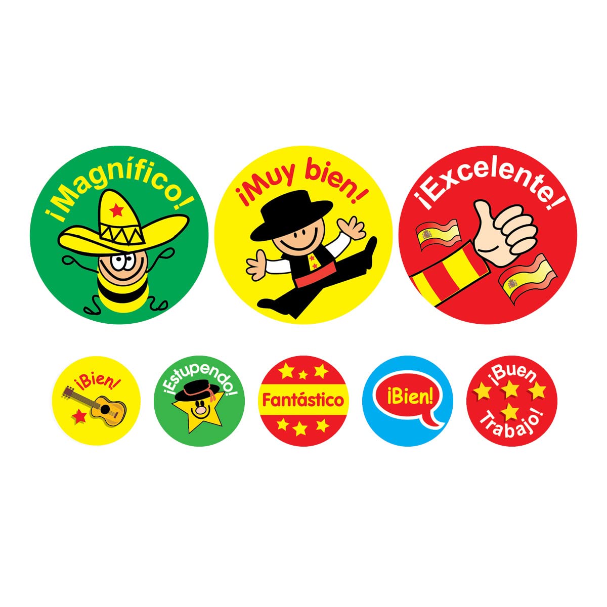 SuperStickers Spanish Praise Stickers - Bumper Pack of 1240 Stickers | Mixed Sizes & Themes