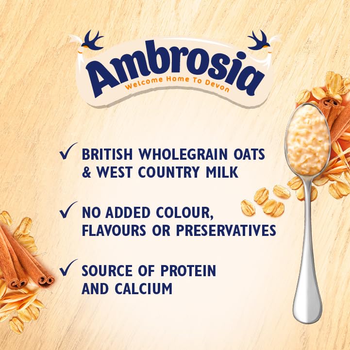 Ambrosia Ready to Eat Sweet Cinnamon Porridge - Low Fat, High Protein | 210g Pot (Pack of 6) 5