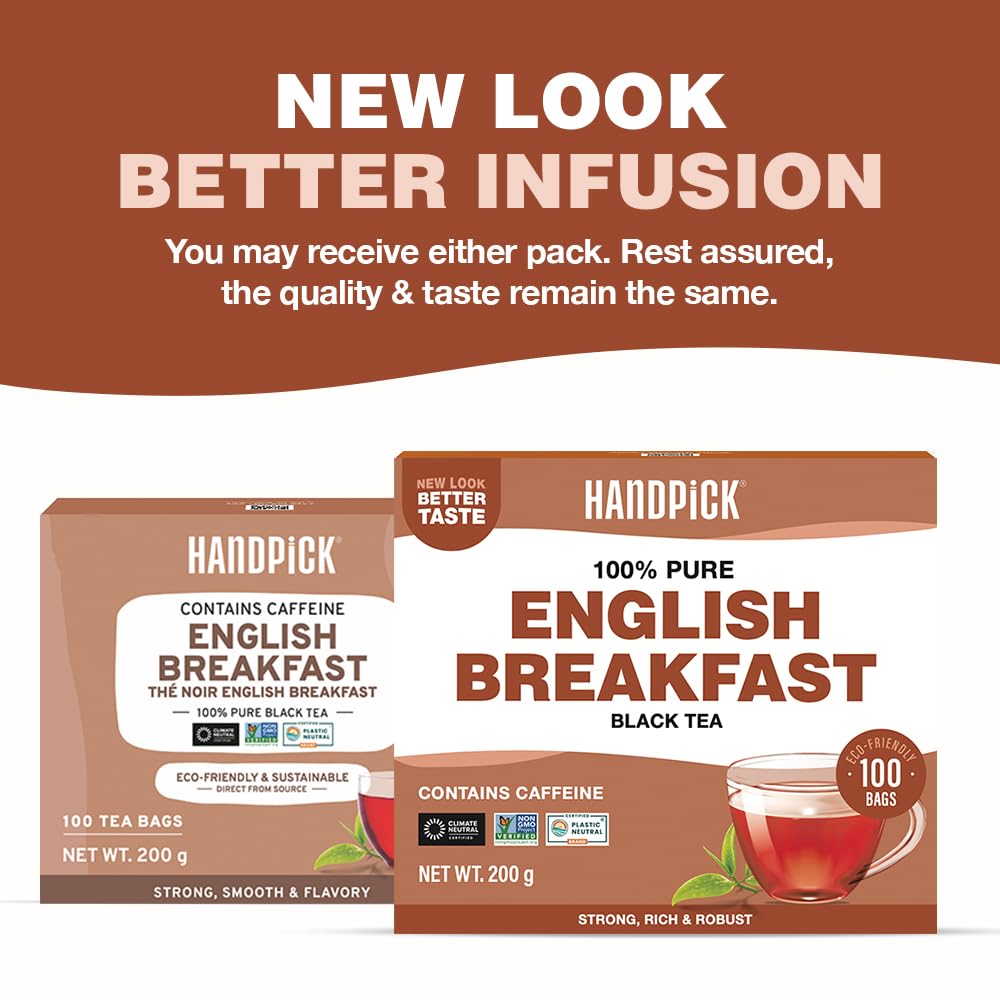 HANDPICK English Breakfast Black Tea Bags (100 Count) Strong, Robust | Eco-Conscious, Carbon-Neutral Tea for Hot or Iced Brews 5
