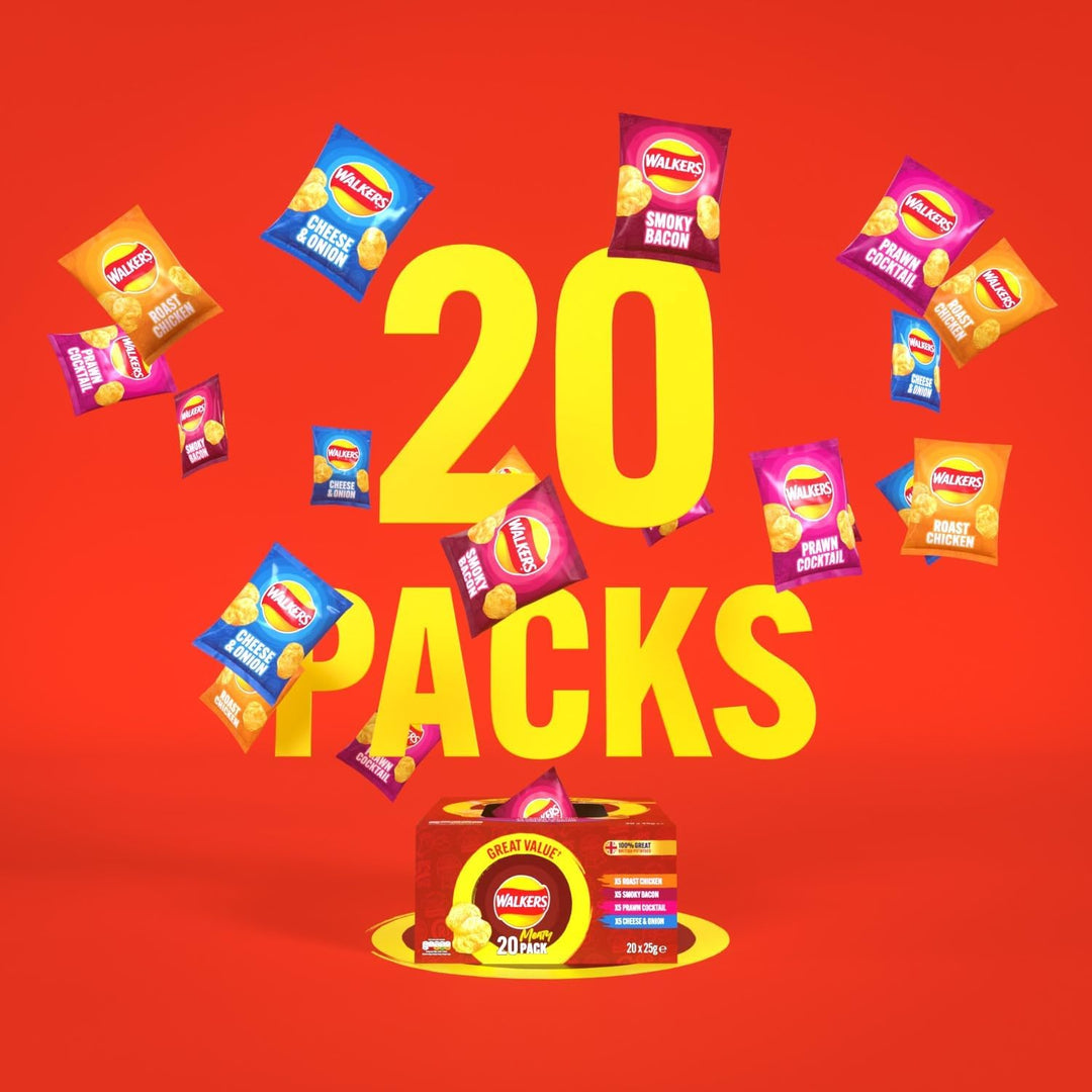 Walkers Meaty Variety Multipack Crisps 20x25g