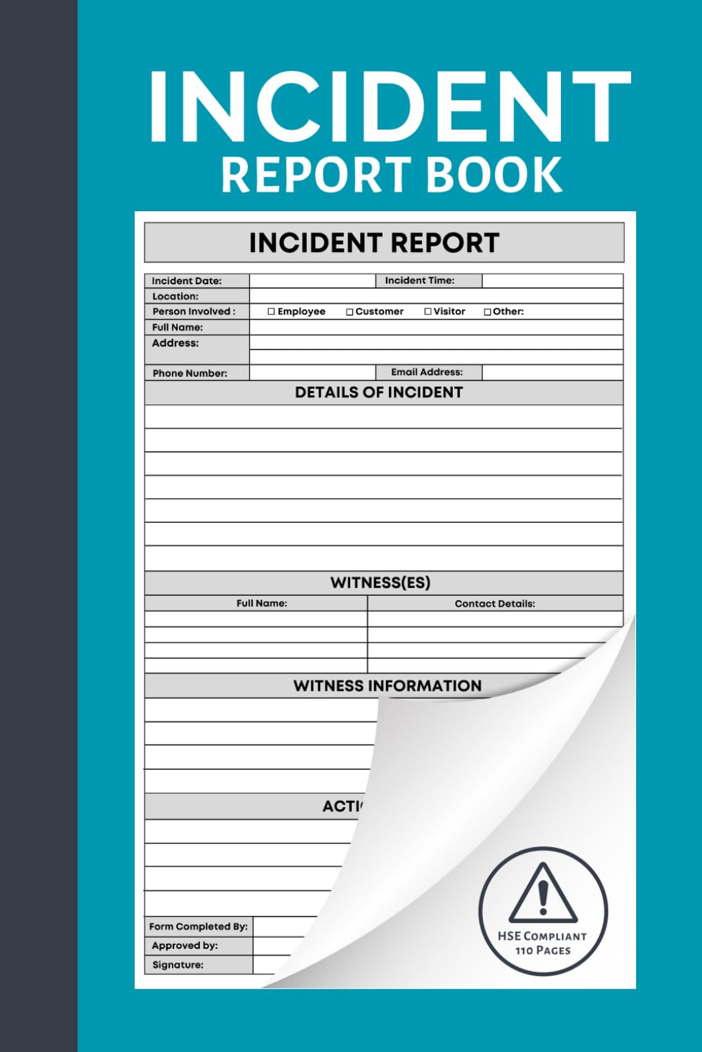 H&S First Publishing Incident Report Book for Medical Assistants | Paperback | 110 Pages 1
