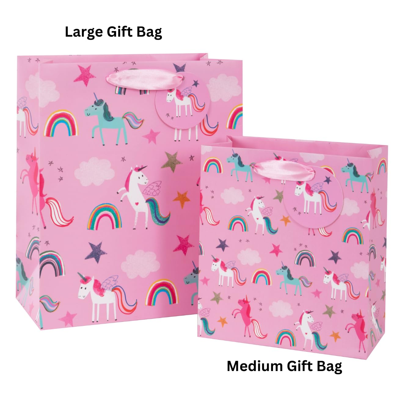 Glick Luxury Gift Bag - Unicorn Cartoon Design | 315x260x135mm Pink Paper Bag 6