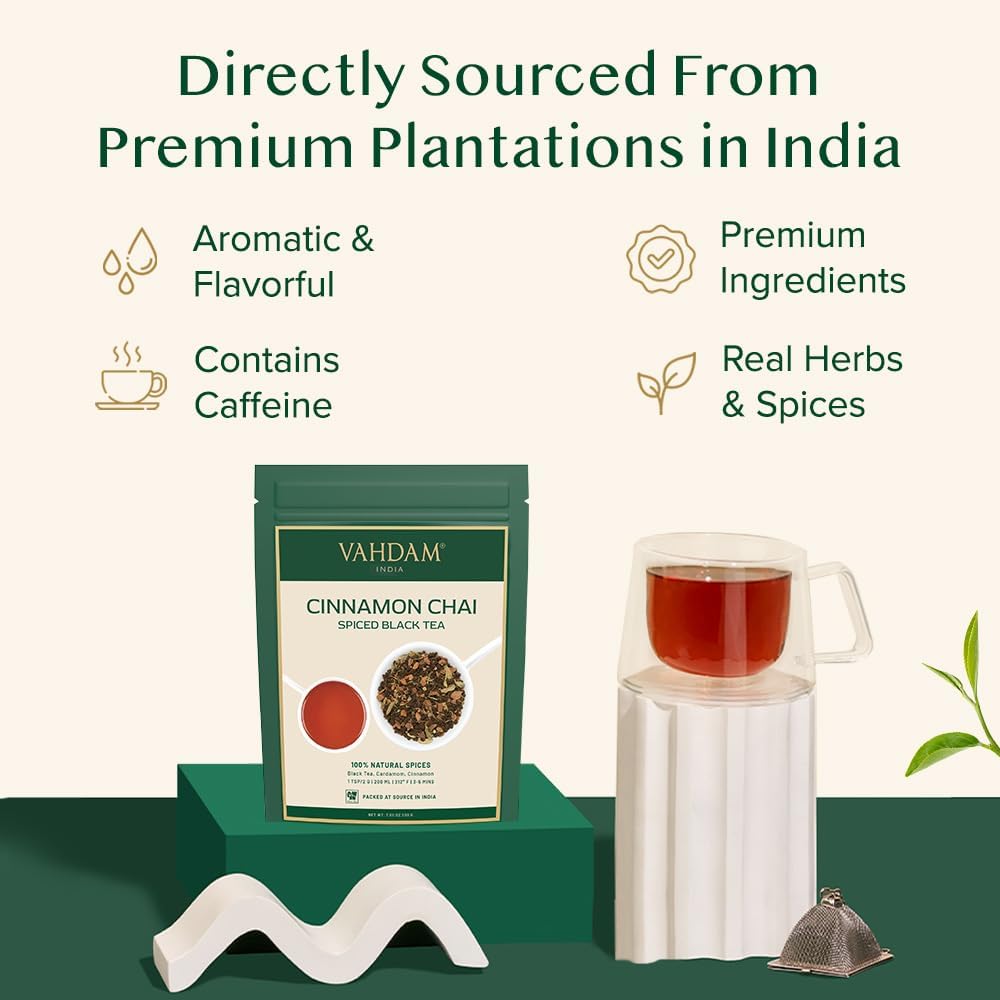 VAHDAM - Cinnamon Masala Chai Tea (100g, 50+ Cups) Whole Loose Leaf Tea