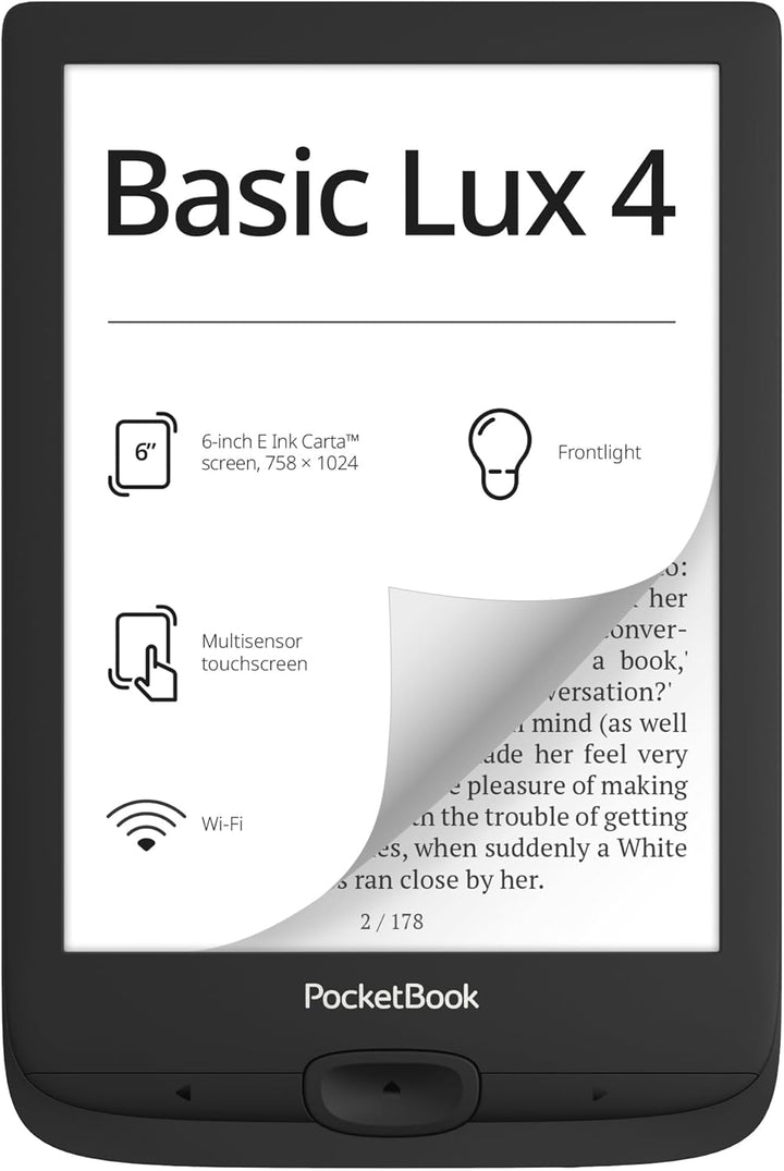 PocketBook Basic Lux 4 Ink Black E-Reader (PB618-P-WW)