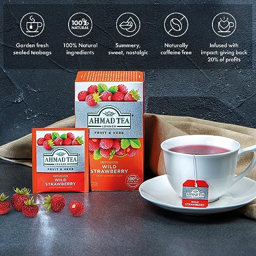 Ahmad Tea Wild Strawberry Fruit & Herbal Infusion - 20 Tea Bags