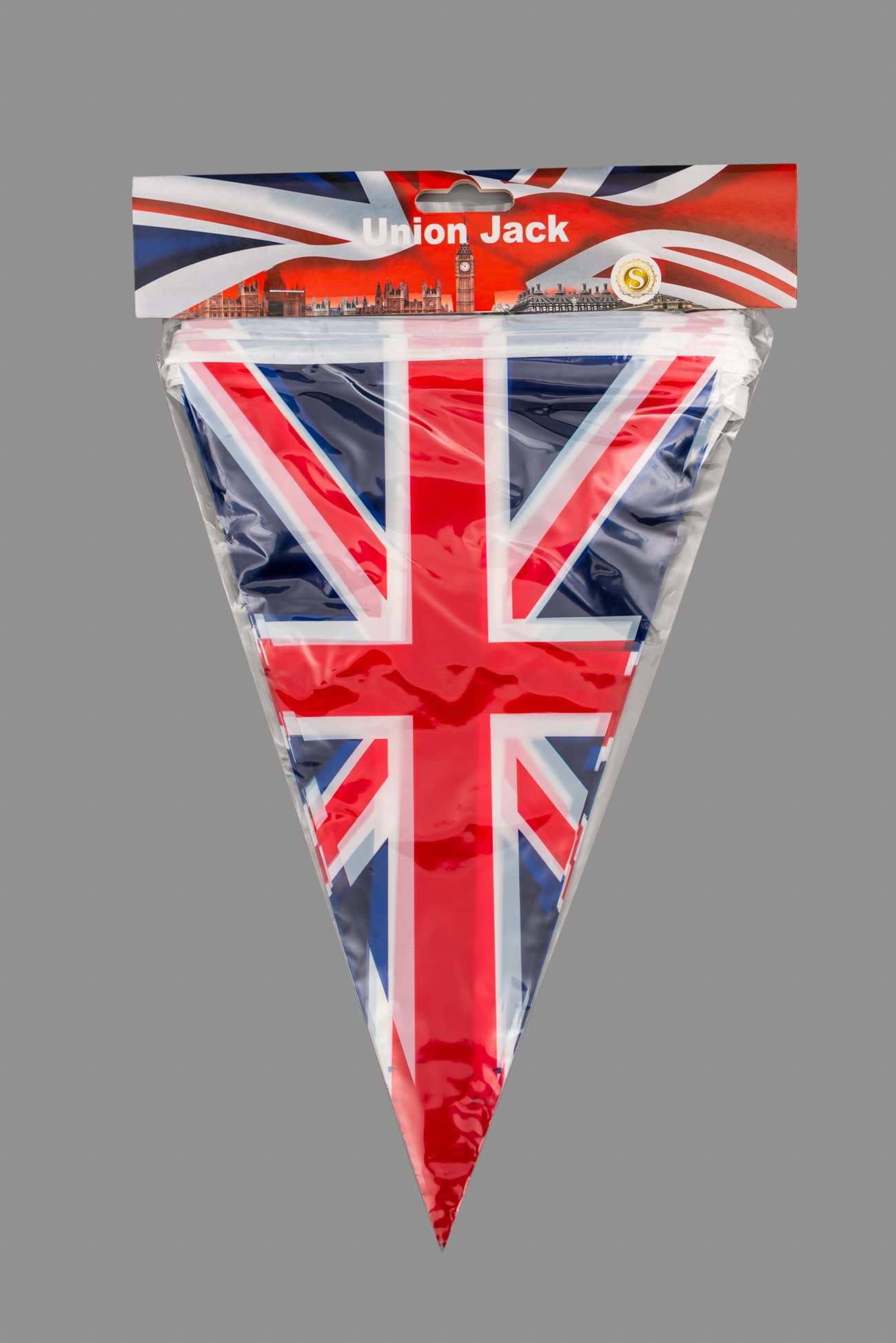 SHATCHI Union Jack Bunting Banner - 10m/33ft Long with 25 Triangle Flags for Royal Events & Sports 7