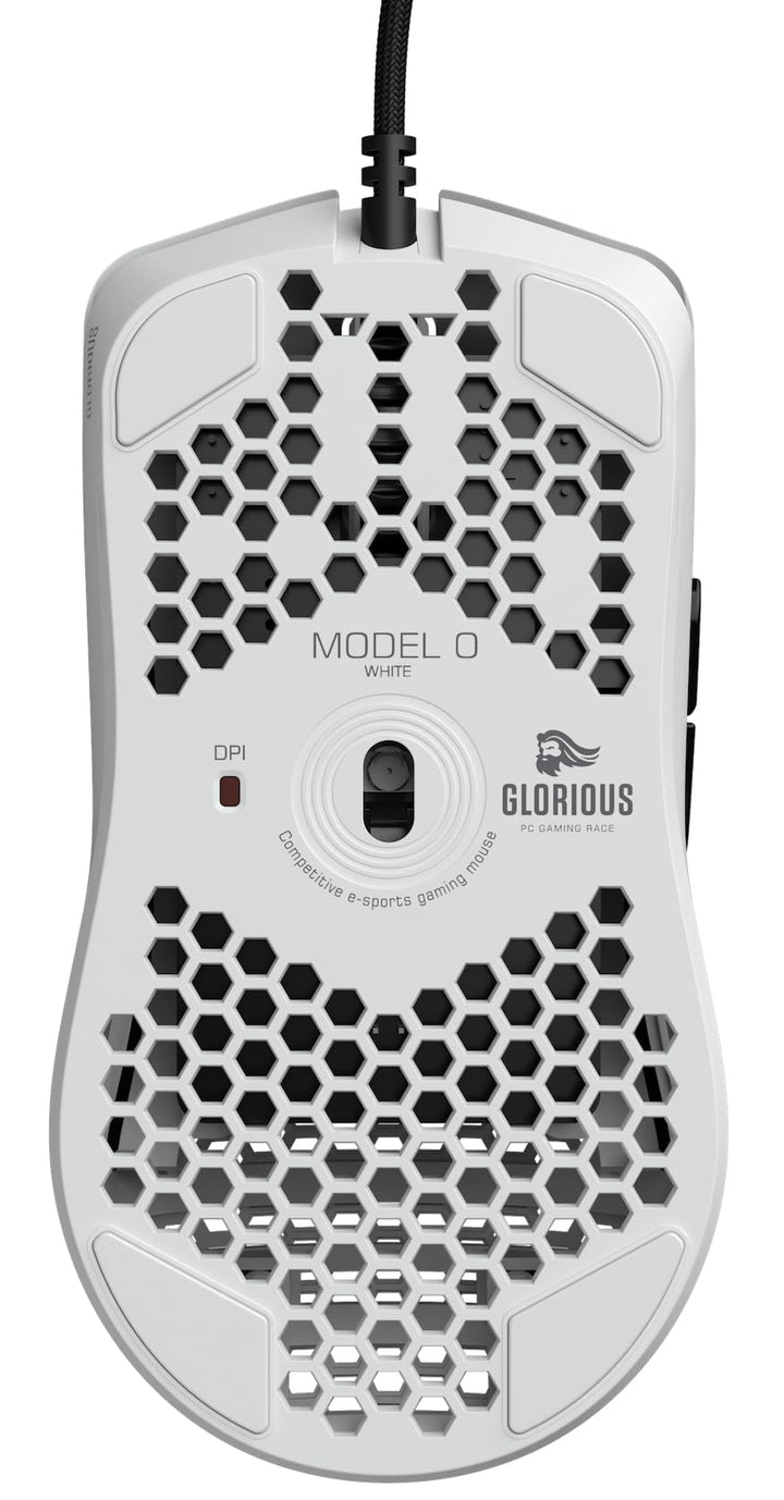 GLORIOUS Model O Wired Gaming Mouse - 67g Superlight Honeycomb Design, RGB, Pixart 3360 Sensor, Omron Switches, Ambidextrous - Matte White
