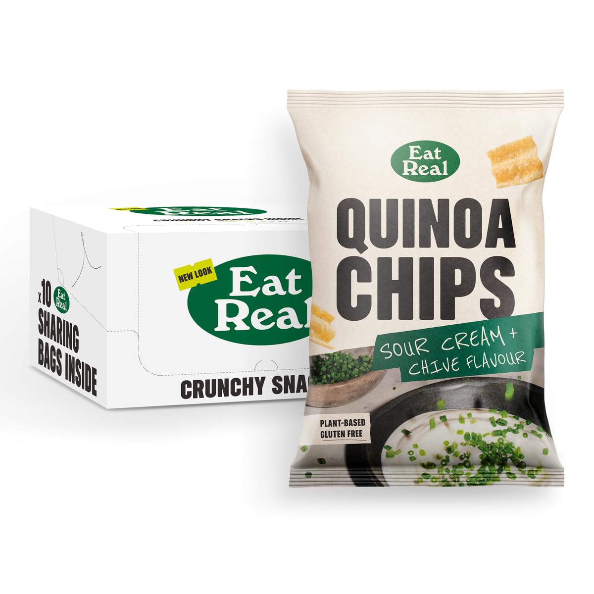 Eat Real Quinoa Chips Sour Cream & Chive 10 x 90g Gluten-Free Crisps 1