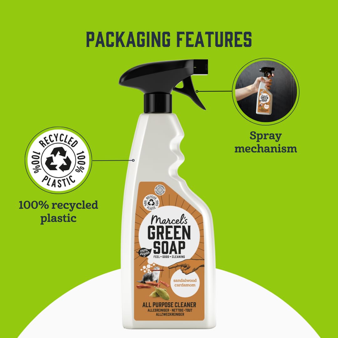 Marcel's Green Soap All Purpose Cleaner Spray Sandalwood & Cardamom | 500 ml | Vegan Formula