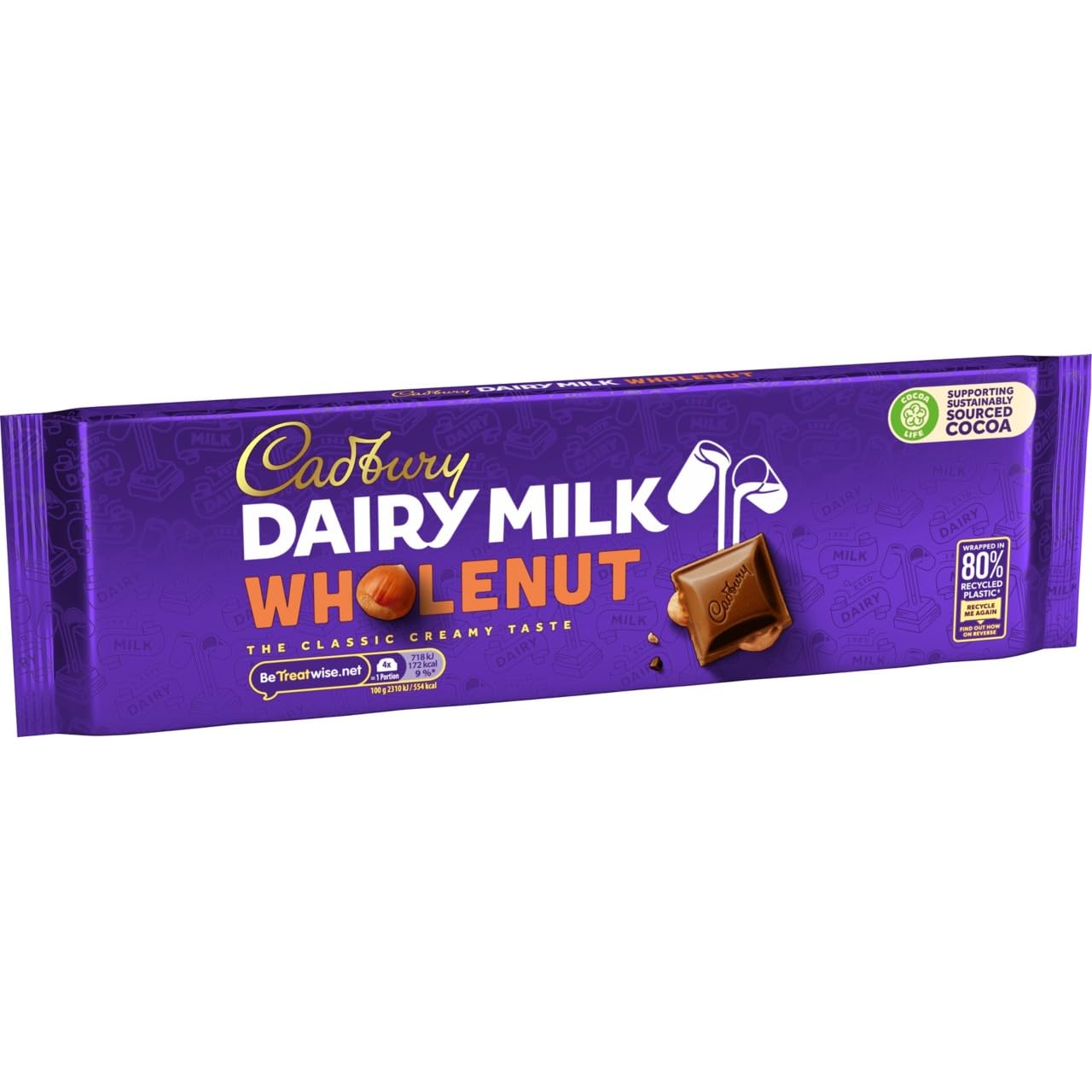 Cadbury Dairy Milk Wholenut Chocolate Bar - Creamy Milk Chocolate with Whole Hazelnuts, 280g 2