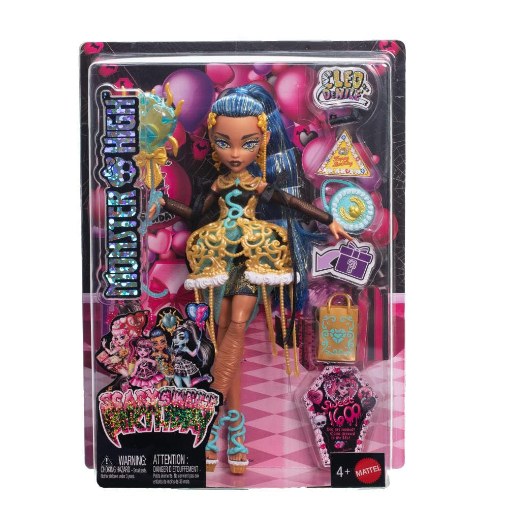 Monster High Cleo De Nile Scary Sweet Birthday Doll in Golden Party Dress with Accessories 5