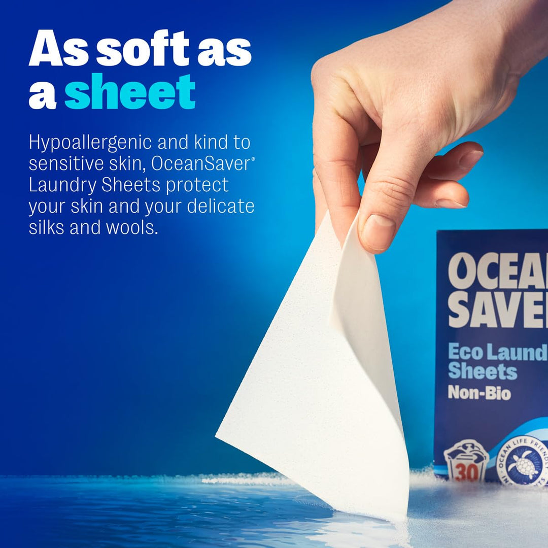 OceanSaver - Eco Laundry Detergent Sheets (30 Washes) | Non-Bio, Plant-Based, Plastic-Free