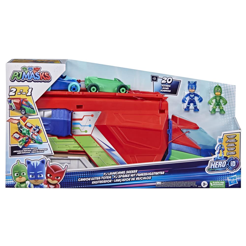 PJ Masks F21215S1 Deluxe Battle HQ Spielset – 2-in-1-Fahrzeugwerfer mit Hero ID-Technologie, ab 3 Jahren 3