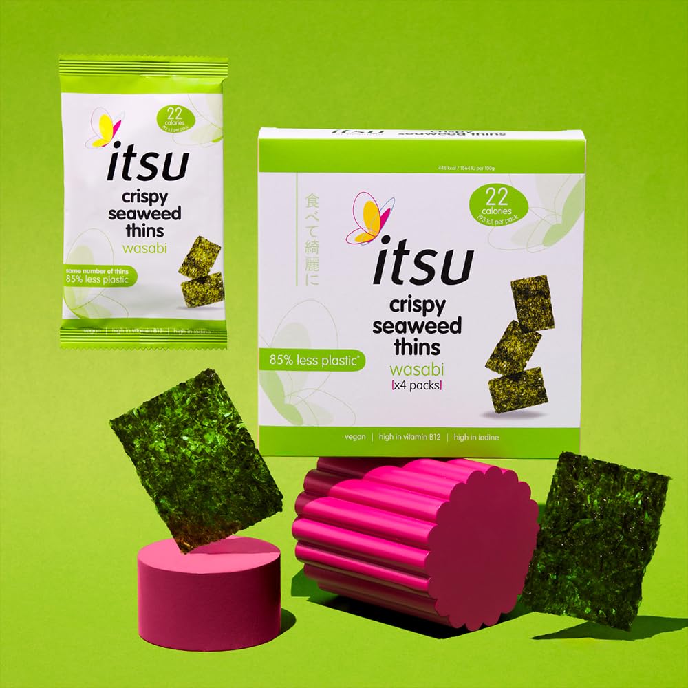 itsu Wasabi Flavour Seaweed Thins - 32 Pack (5g Each) | Vegan | Low Calorie Snack 3