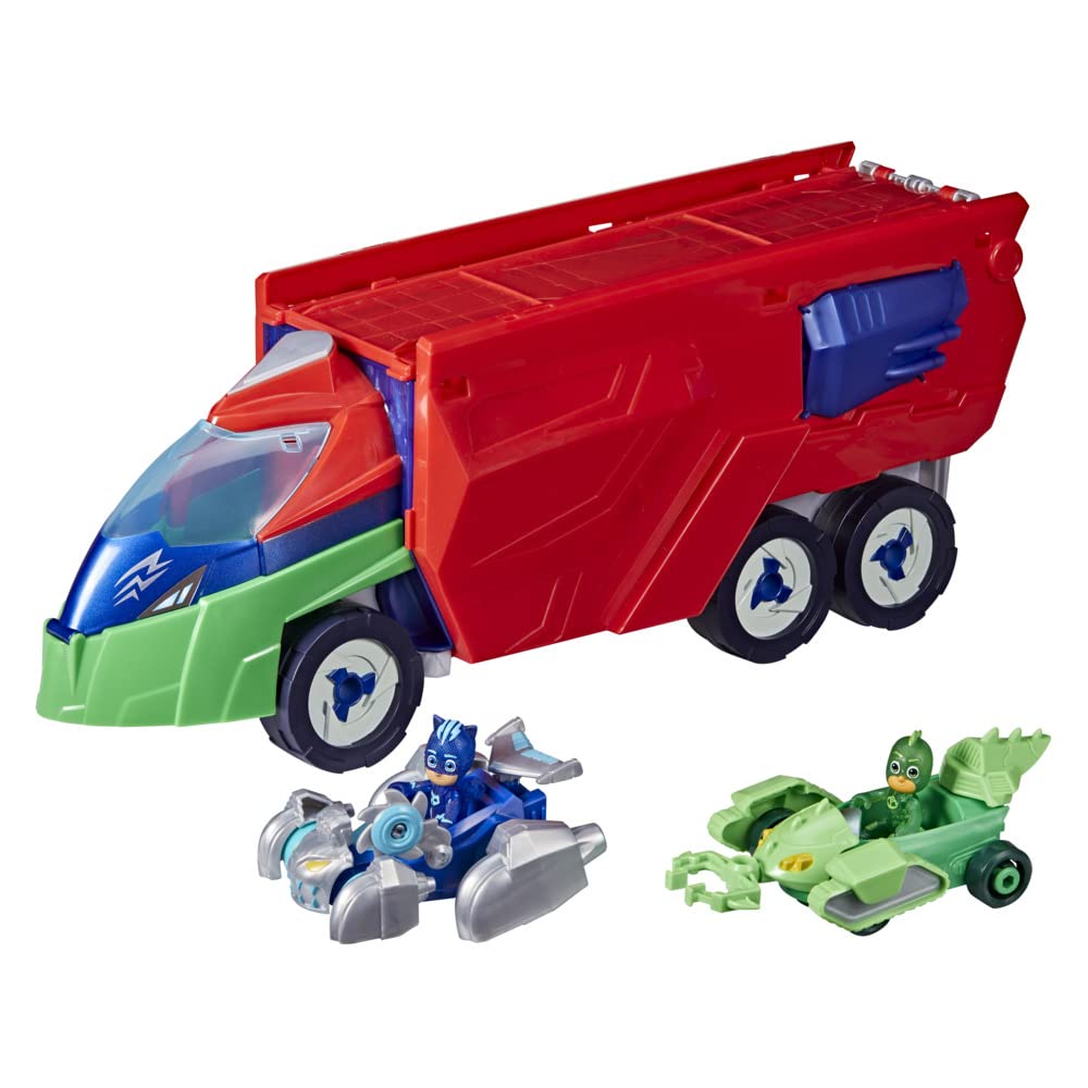 PJ Masks F21215S1 Deluxe Battle HQ Spielset – 2-in-1-Fahrzeugwerfer mit Hero ID-Technologie, ab 3 Jahren 2