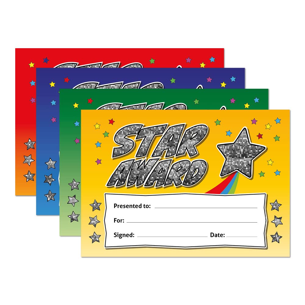 Star Award - Sparkly Holographic Reward Certificate (Multicoloured, A5, 20-Pack) 1