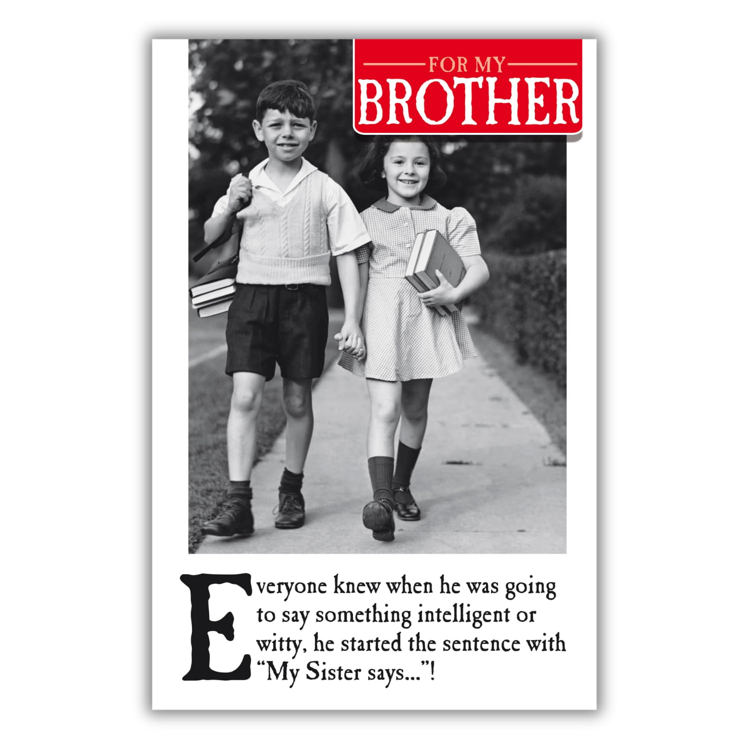 Emotional Rescue Funny Brother Birthday Card from Sister | 15.9 x 23.5 cm | B&W Humor