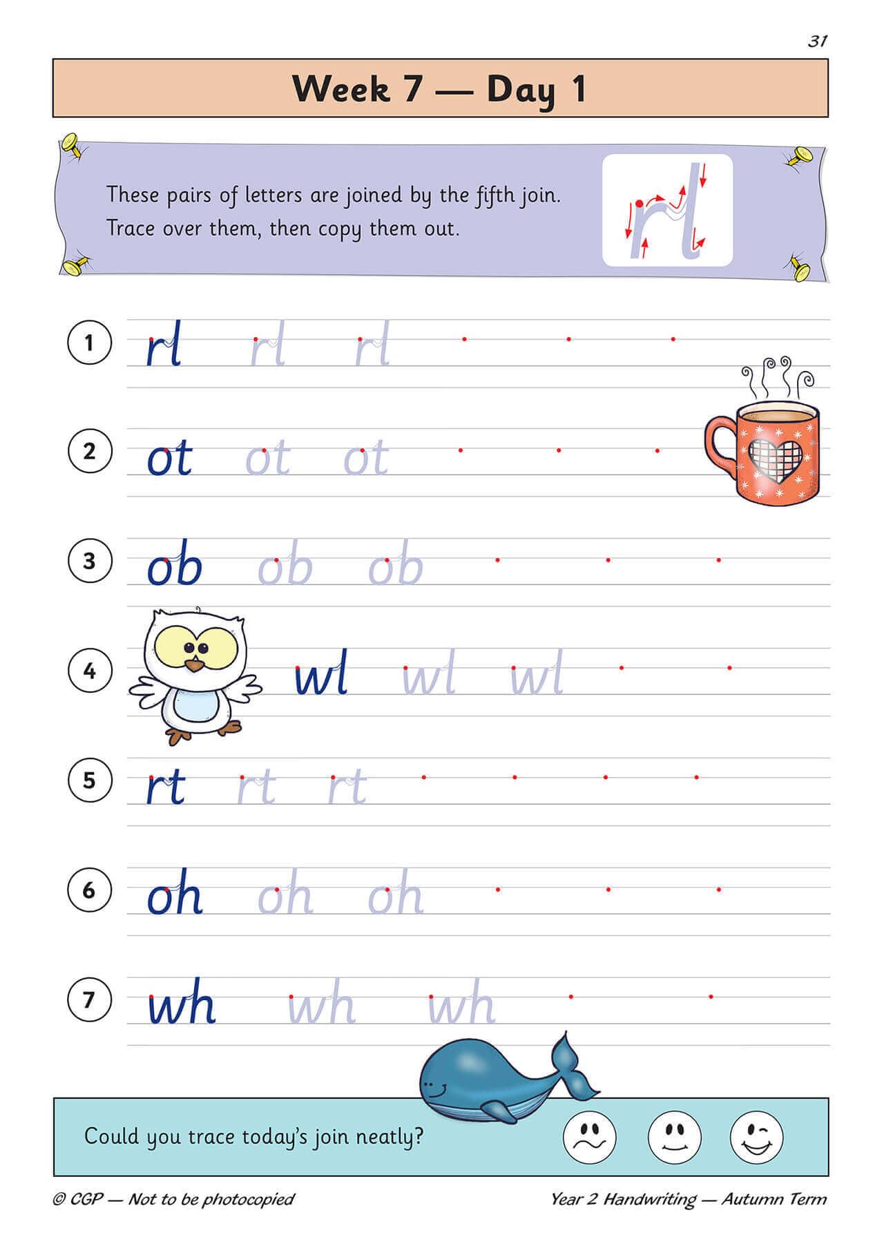 Coordination Group Publications Ltd (CGP) KS1 Handwriting Year 2 Daily Practice Book - Autumn Term | Paperback | 64 Pages 2